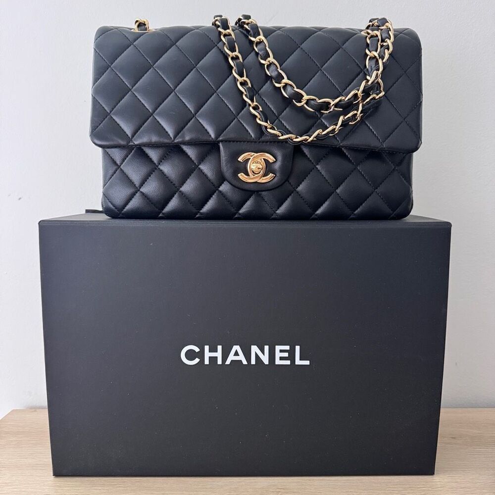 Chanel Classic Double Flap Medium Quilted Lambskin Black with Gold Hardware